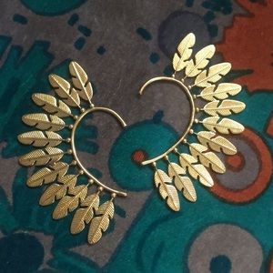 Pair of Brass/ Gold Tone Feather Ear Wrap/ Cuffs ✨
